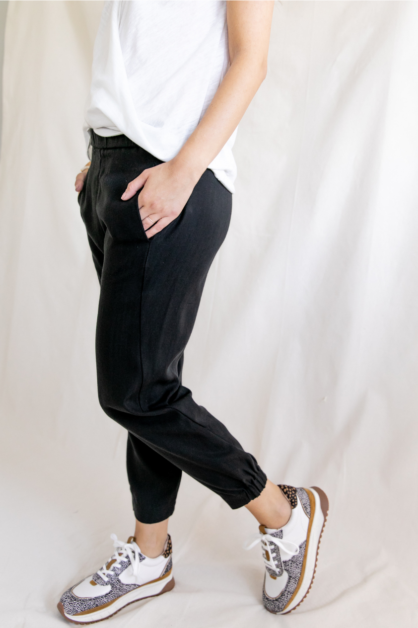 Daily Ritual Womens Jogger Pants Ankle Lyocell Adjustable Waist Black Size  6 - $26 - From Susan