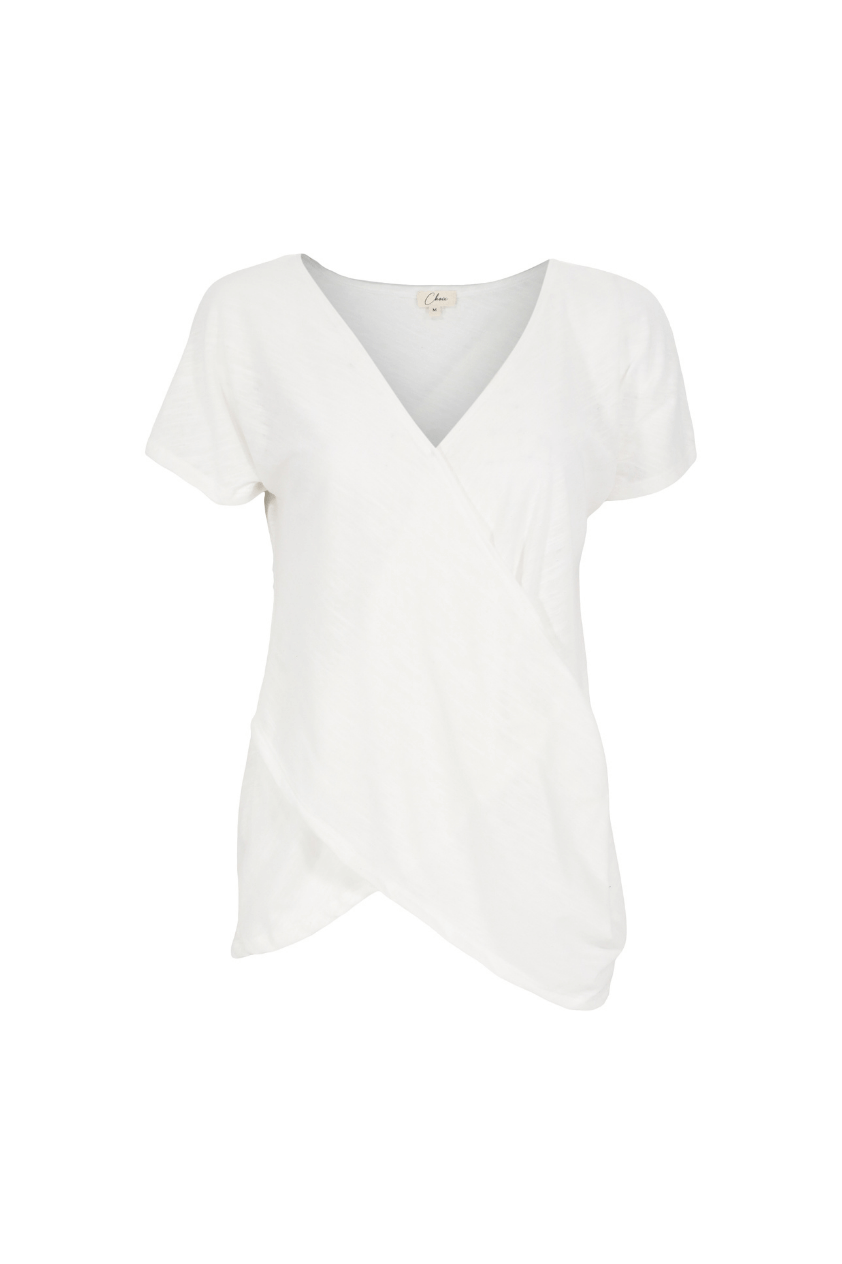 Choix White Cotton Wrap Tee Shirt Nursing Friendly Breastfeeding Moms